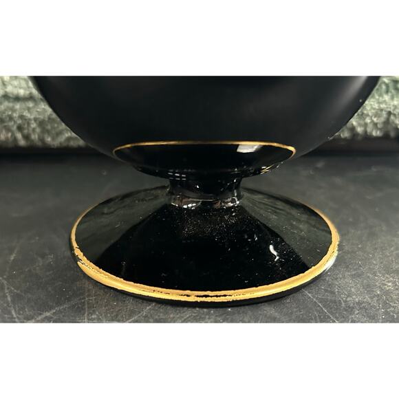 Art Nouveau Compote Black Amethyst Floral Butterfly Pattern Antique - Picture 6 of 15